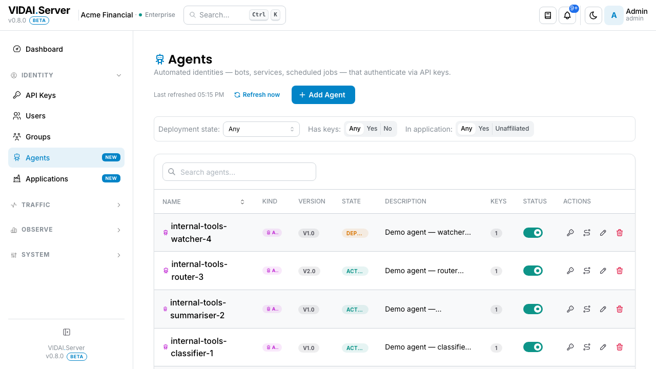 Agents list