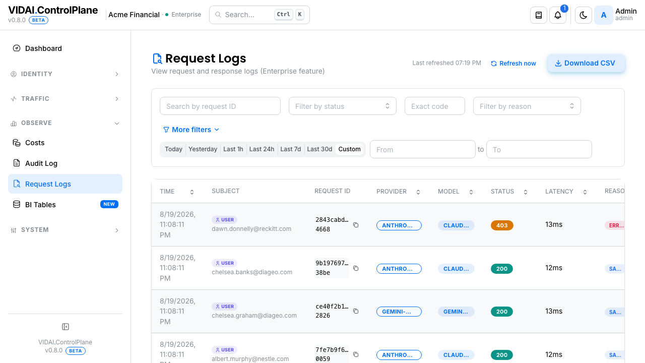 Request logs: your first call