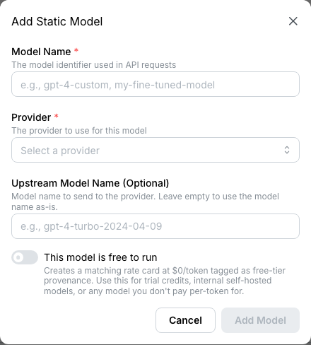 Add static model modal