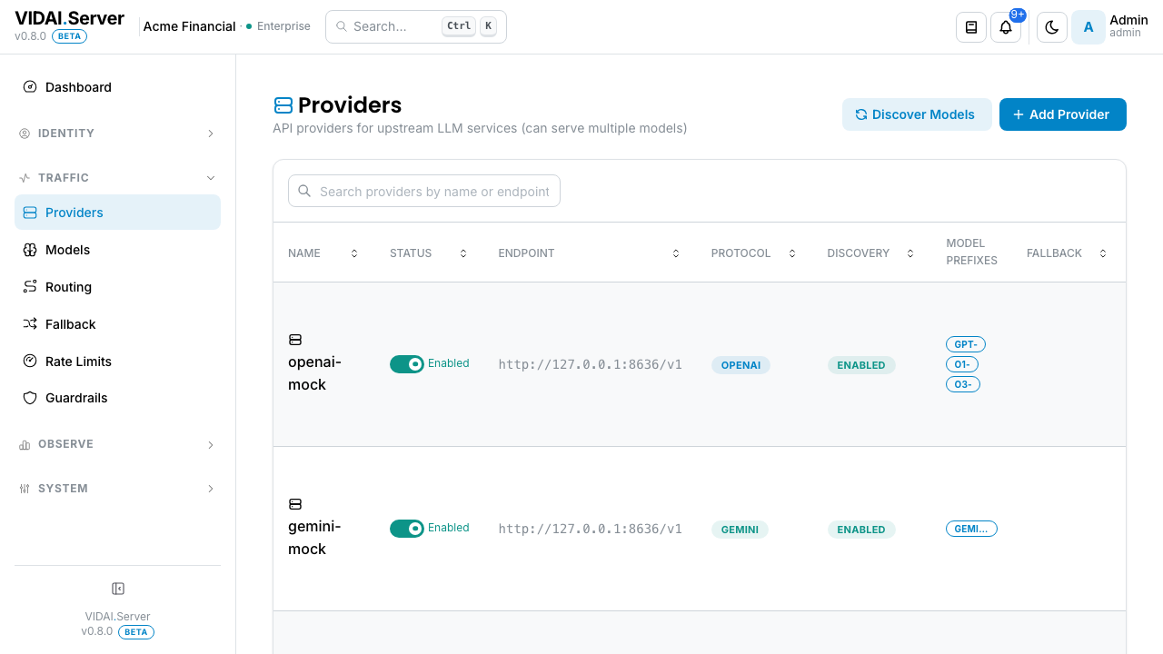 Providers list