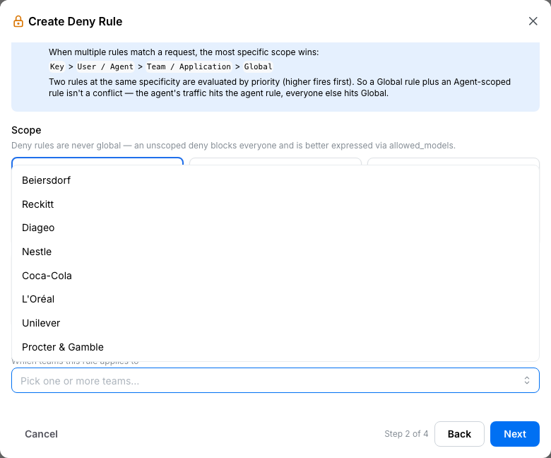 Deny rule scope picker
