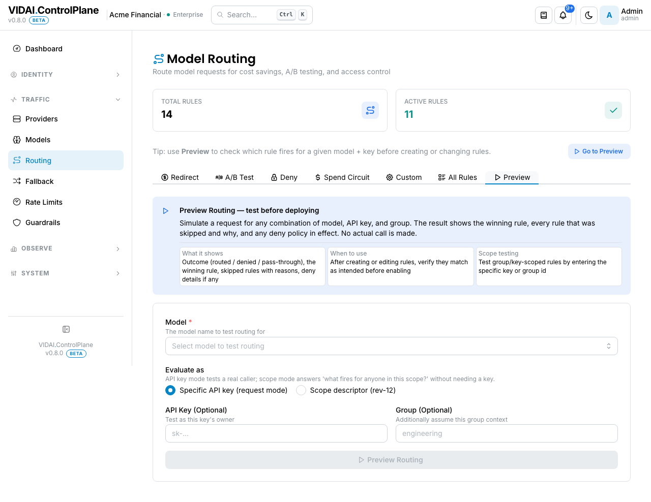 Routing Preview tab